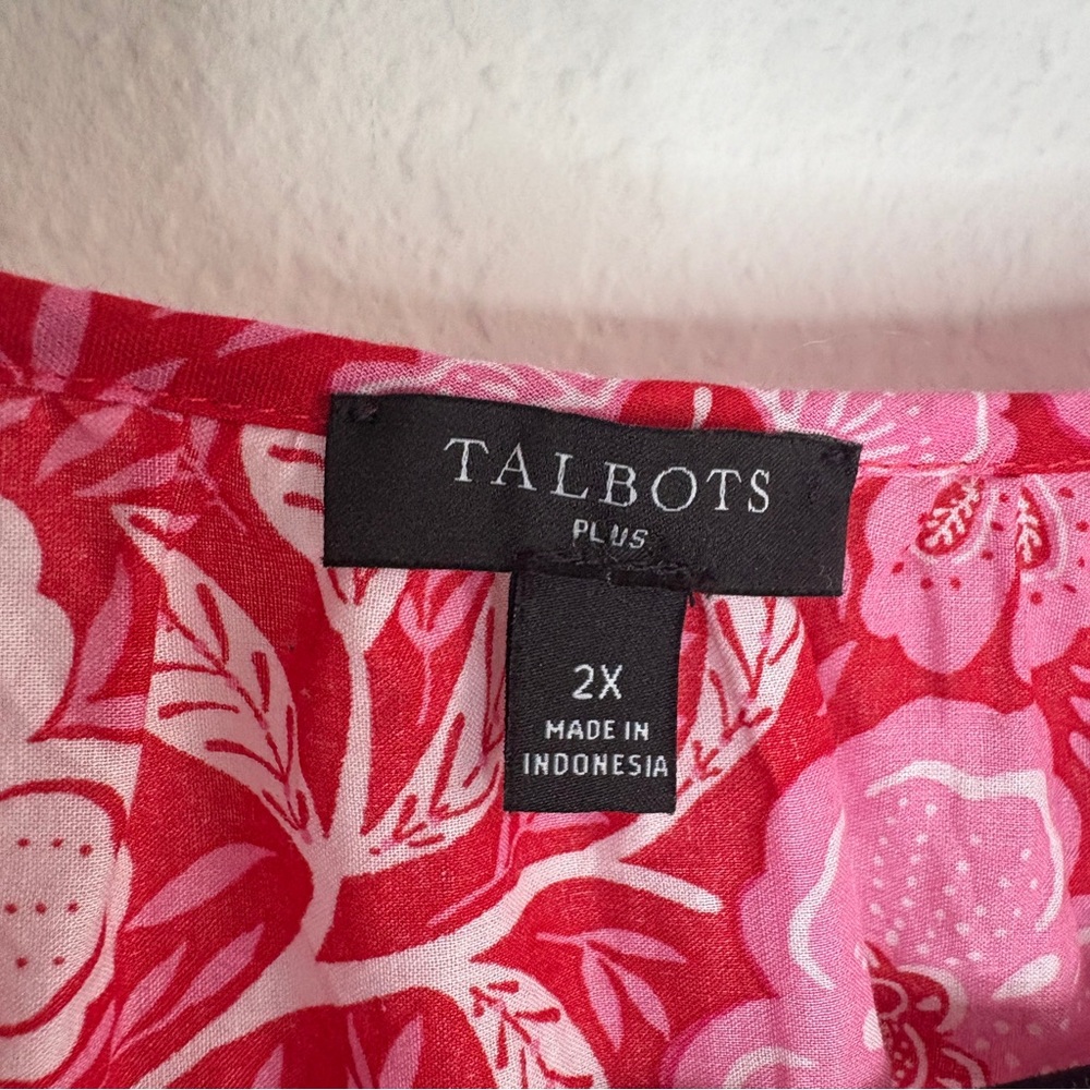 Talbots Floral Blouse in Red and Pink - Picture 8 of 9
